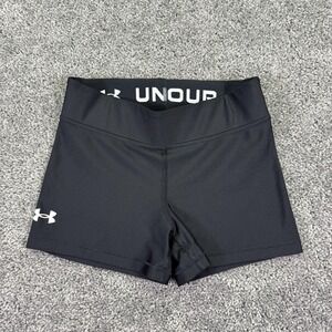 Under Armour Shorts Womens Small Black Compression Logo Waistband Running Yoga